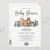 Forest Mountain Greenery Woodland Babydusche Einladung (Vorne/Hinten)