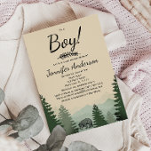 Forest Mountain Pine Country Bear Boy Baby Dusche Einladung