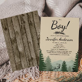 Forest Mountain Pine Country Boy Baby Dusche Einladung
