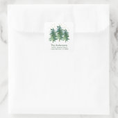 Forest Mountain Pines Aquarell Rücksendeadresse Quadratischer Aufkleber (Tasche)