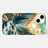 Forest Mountain Waterfall Boho Nature Muster Case-Mate iPhone Hülle (Rückseite (Horizontal))