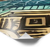 Forest Mountain Waterfall Boho Nature Muster Fotodruck (Ecke)