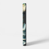Forest Mountain Waterfall Boho Nature Muster iPhone Hülle (Linke Seite)