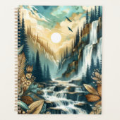Forest Mountain Waterfall Boho Nature Muster Planer (Vorderseite)