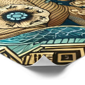 Forest Mountain Waterfall Boho Nature Muster Poster (Ecke)