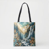Forest Mountain Waterfall Boho Nature Muster Tasche (Vorderseite)