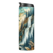 Forest Mountain Waterfall Boho Nature Muster Thermosbecher (Nach rechts gedreht)