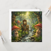 Forest mushroom and gnome clock birthday card karte (Vorderseite/Rückseite Beispiel)