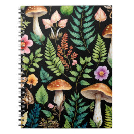Forest Mushroom Woodland Ferns Art Notizblock
