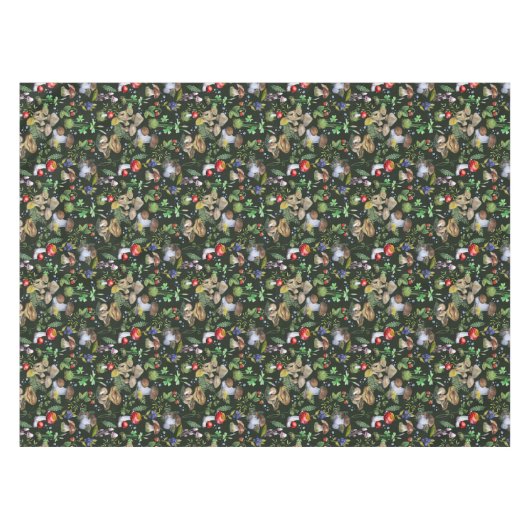 Forest Mushrooms Grünfoliage Tischdecke (Vorderseite (Horizontal))