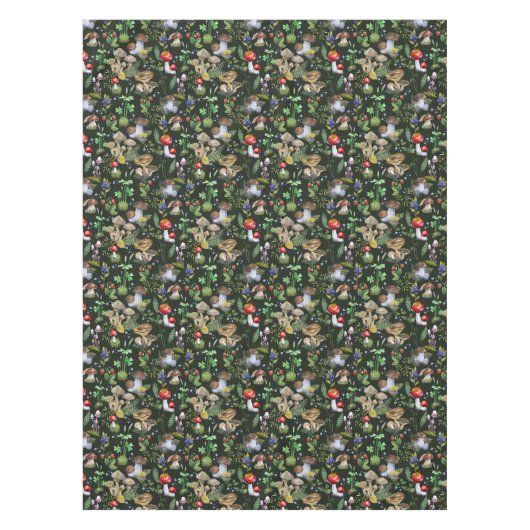 Forest Mushrooms Grünfoliage Tischdecke (Vorderseite)