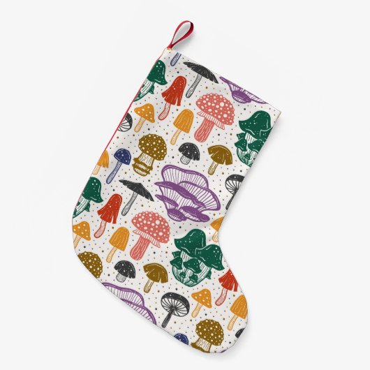 Forest mushrooms. Seamless pattern, texture, backg Kleiner Weihnachtsstrumpf (Vorderansicht (hängend))