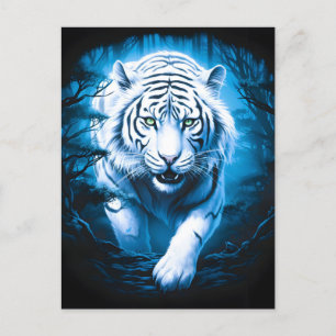 Forest Mystic Wild White Tiger Feiertagspostkarte