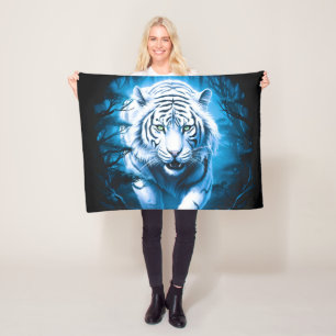 Forest Mystic Wild White Tiger Fleecedecke