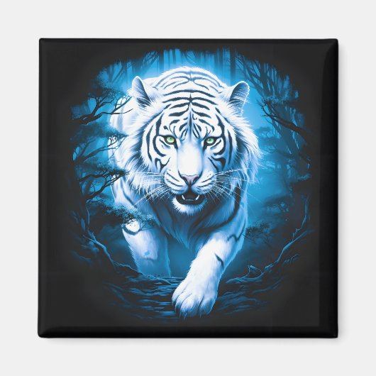 Forest Mystic Wild White Tiger Magnet (Vorne)