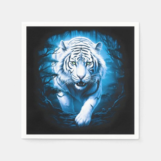 Forest Mystic Wild White Tiger Serviette (Vorderseite)