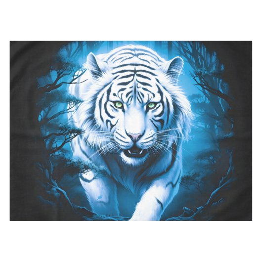 Forest Mystic Wild White Tiger Tischdecke (Vorderseite (Horizontal))