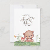 Forest Niedlich Bear Floral Baby Dusche Custom Dankeskarte (Vorderseite)