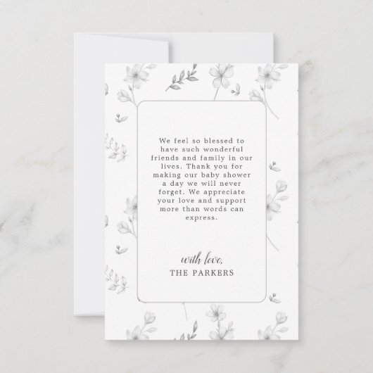 Forest Niedlich Bear Floral Baby Dusche Custom Dankeskarte (Rückseite)