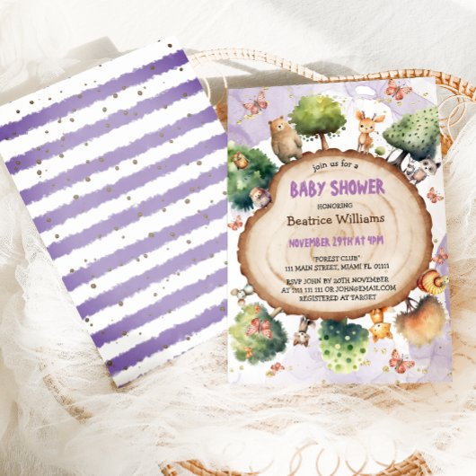 Forest Niedlicher Tiere Watercolor Kinderdusche Einladung