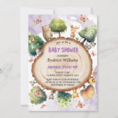 Forest Niedlicher Tiere Watercolor Kinderdusche Einladung (Vorderseite)