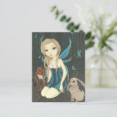 Forest Night - Fairy jackalope Postkarte (Stehend Vorderseite)