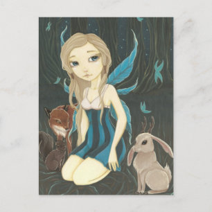 Forest Night - Fairy jackalope Postkarte