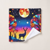 Forest Night Glow Badhandtuch Set (Waschlappen)