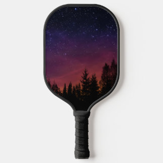 Forest Night Sky Nature with Starry Woodland Scene Pickleball Schläger