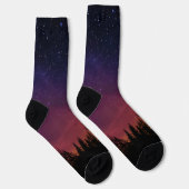 Forest Night Sky Nature with Starry Woodland Scene Socken (Rechts)