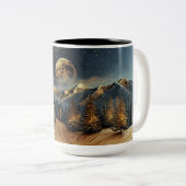 Forest Night Sky Tasse | Vollmond- und Hochbaumbäu (VorderseiteRechts)