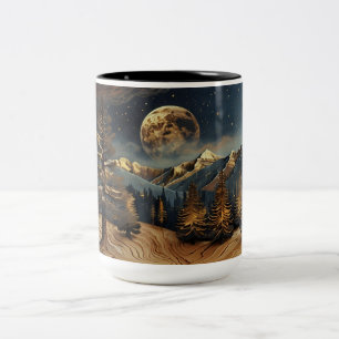 Forest Night Sky Tasse   Vollmond- und Hochbaumbäu