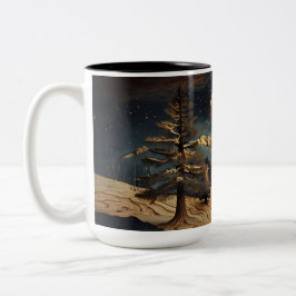 Forest Night Sky Tasse | Vollmond- und Hochbaumbäu