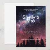 Forest Nighttime Sky Wedding Einladung (Vorne/Hinten)