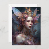 Forest Nymph Fairy Girl Fantasy Kunst, Dichtung un Postkarte (Vorne/Hinten)