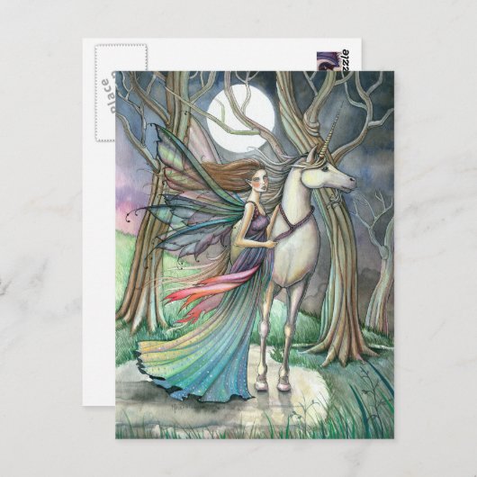 Forest of Dreams Fairy and Unicorn Postkarte (Vorne/Hinten)