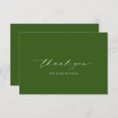 Forest Olive Green Einfache Elegante Dankeskarte (Vorne/Hinten)