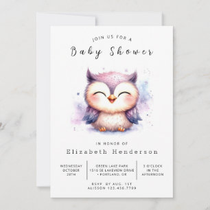 Forest Online Owl Baby Dusche Einladung