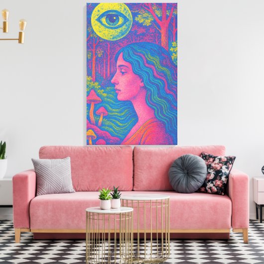 Forest Oracle - Psychedelic Vision Canvas Print Leinwanddruck (Insitu (Wohnzimmer))