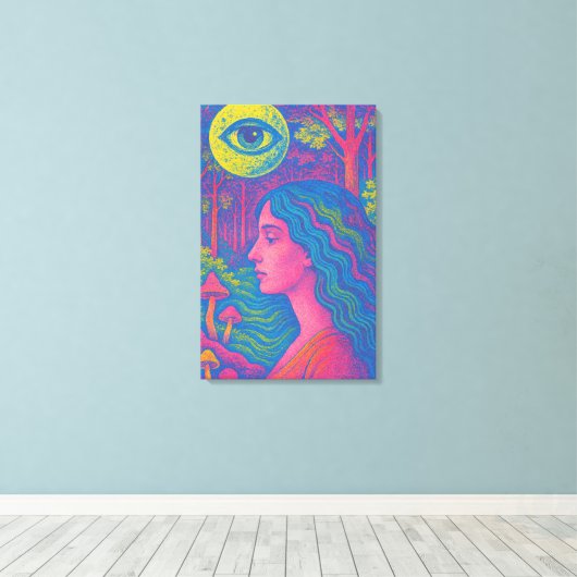 Forest Oracle - Psychedelic Vision Canvas Print Leinwanddruck (Insitu (Holzboden))