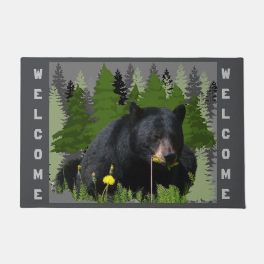 Forest Outdoor Black Bar Willkommen Doormat Fußmatte (Vorderseite)