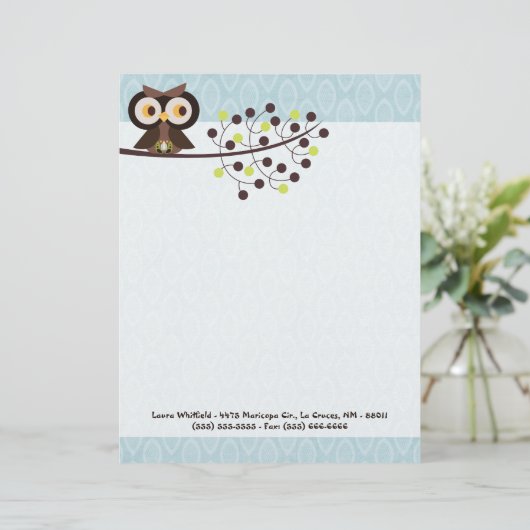 Forest Owl Woodland Hoot Letterhead Stationierung Briefbogen (Stehend Vorderseite)