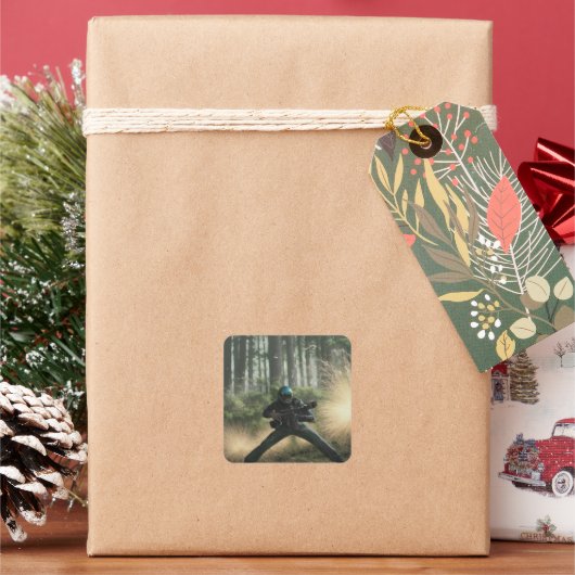 Forest Paintball Battle Quadratischer Aufkleber (Feiertag)