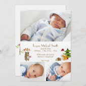 Forest Pals Foto Geburtsankündigung Ankündigung (Vorne/Hinten)