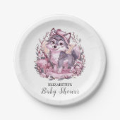 Forest Pastel Wolf Babydusche Pappteller (Vorderseite)