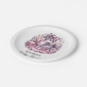 Forest Pastel Wolf Babydusche Pappteller (Schrägansicht)