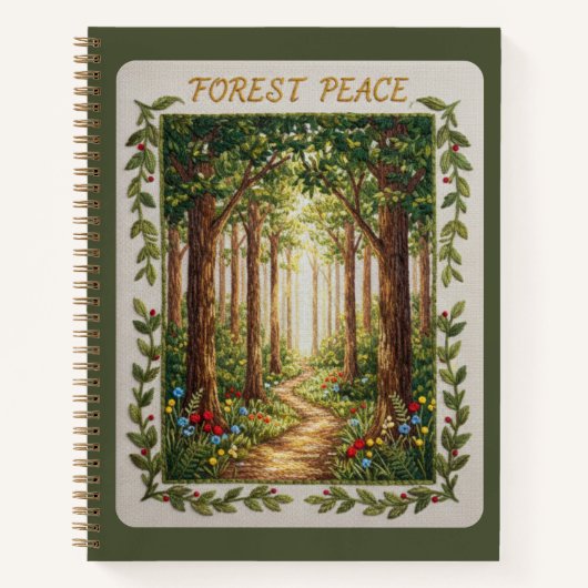 Forest Peace Embroidered Nature Path Journal Notizblock (Vorderseite)
