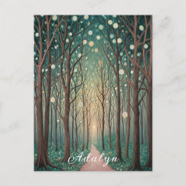 Forest Phantoms: Schwimmlicht im Nachtwald Postkarte