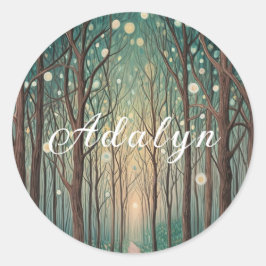 Forest Phantoms: Schwimmlicht im Nachtwald Runder Aufkleber