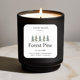 "Forest Pine Candle Label | Custom Evergreen Quadratischer Aufkleber